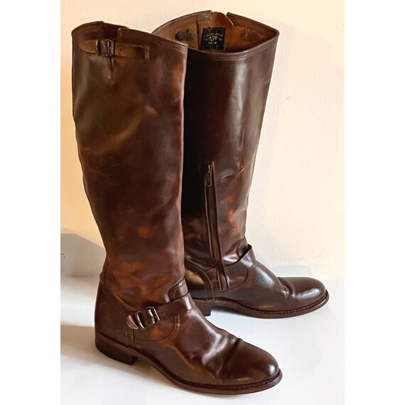 Vintage Frye brown leather riding boots campus kn… - image 5