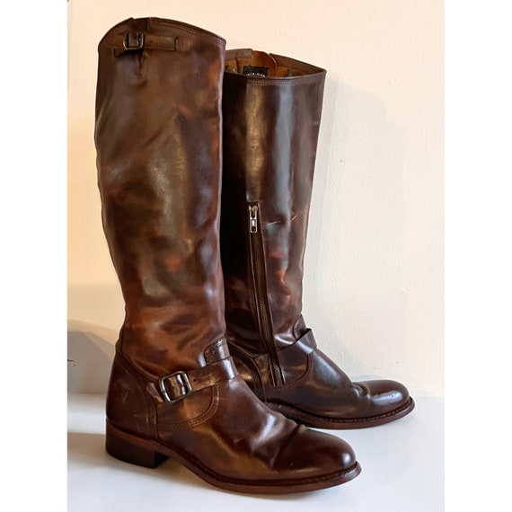 Vintage Frye brown leather riding boots campus kn… - image 6