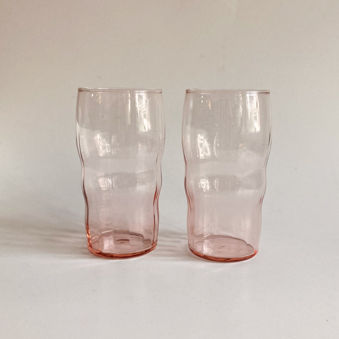 Vintage Pink Depression Glass Tumblers Glasses Cups Tumbler Etsy