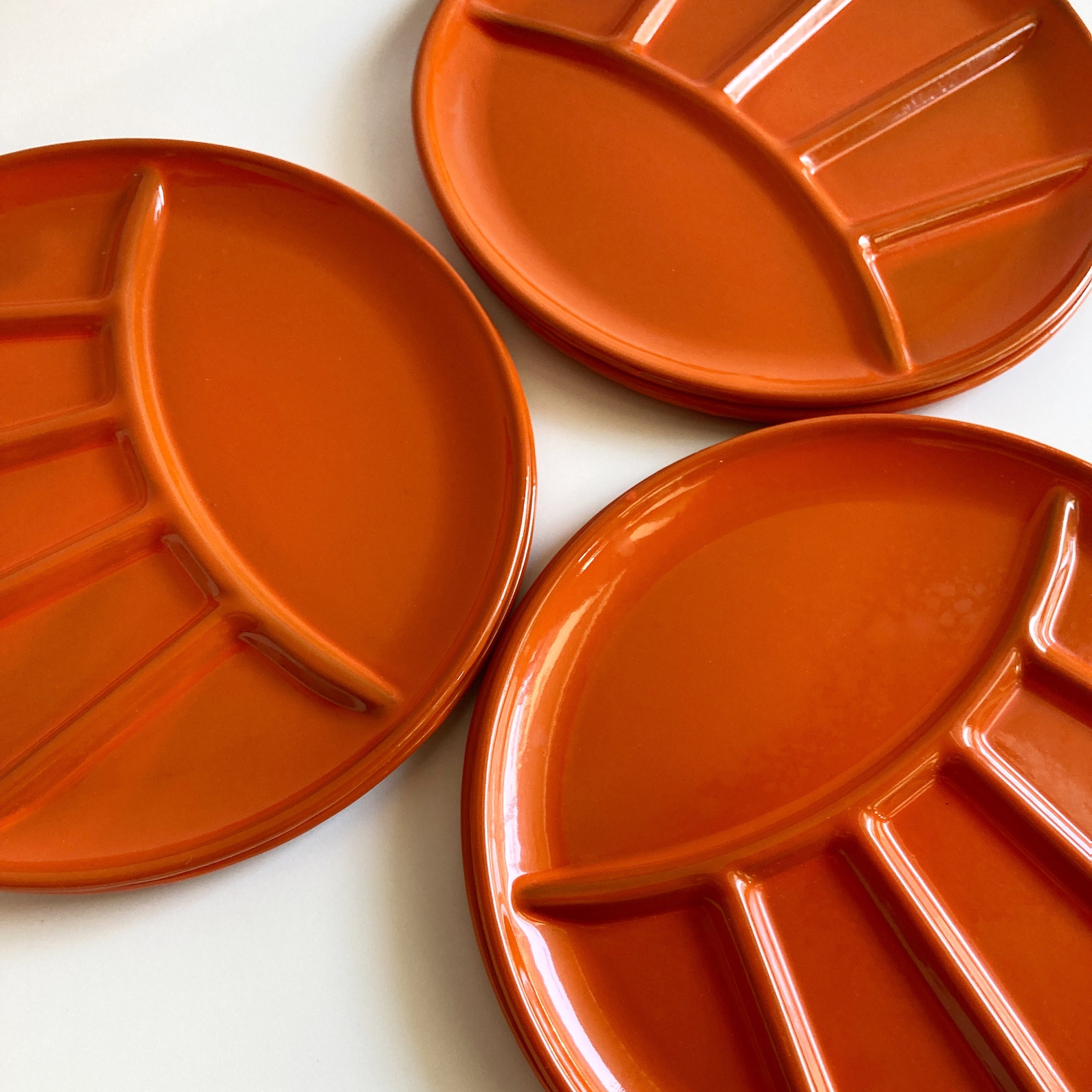 Vintage 1970s retro orange enamel divided plates plate Japan Etsy