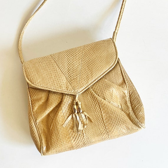 Vintage snakeskin shoulder bag purse handbag lord… - image 6