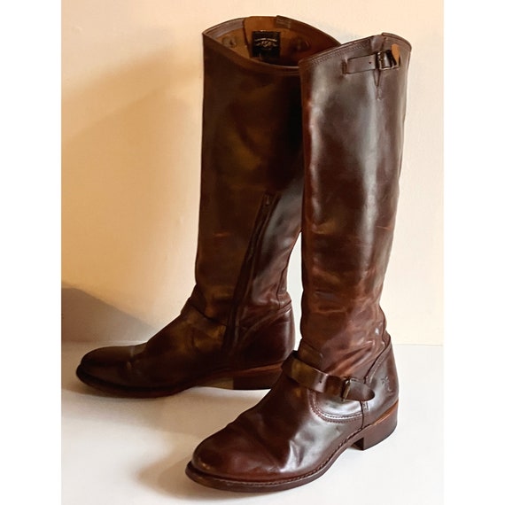 Vintage Frye brown leather riding boots campus kn… - image 4