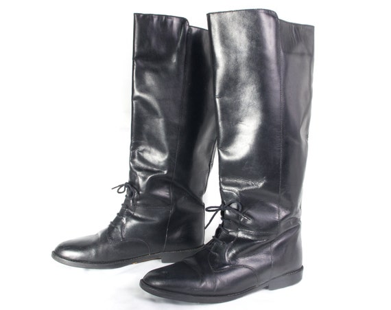 Vintage 90's size 7 1/2 Women's Black Leather Rid… - image 3