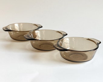 Vintage smoky brown glass casserole dish dishes bakeware retro kitchenware retro home decor 12 oz