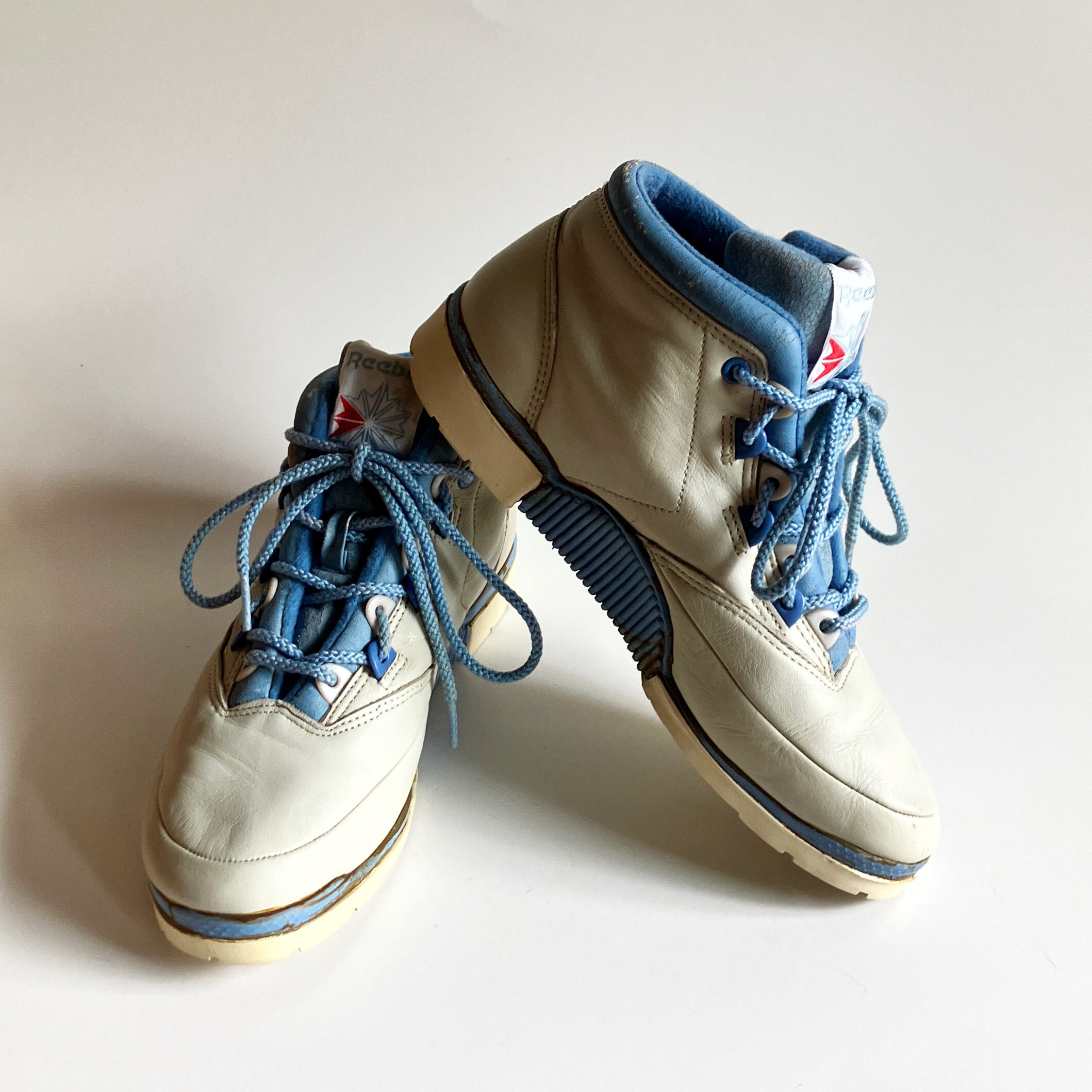 Vintage 80s / 90s Retro Reebok White Leather High Tops Lace Etsy