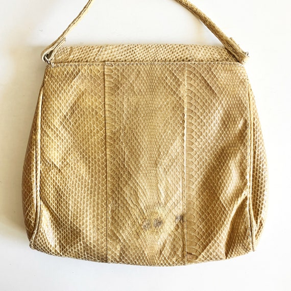 Vintage snakeskin shoulder bag purse handbag lord… - image 9