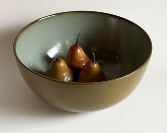 Vintage 1960s Edith Heath for Heath Ceramics coupe style bowl Serving bowl tableware mcm mid century blue aqua green olive retro classic