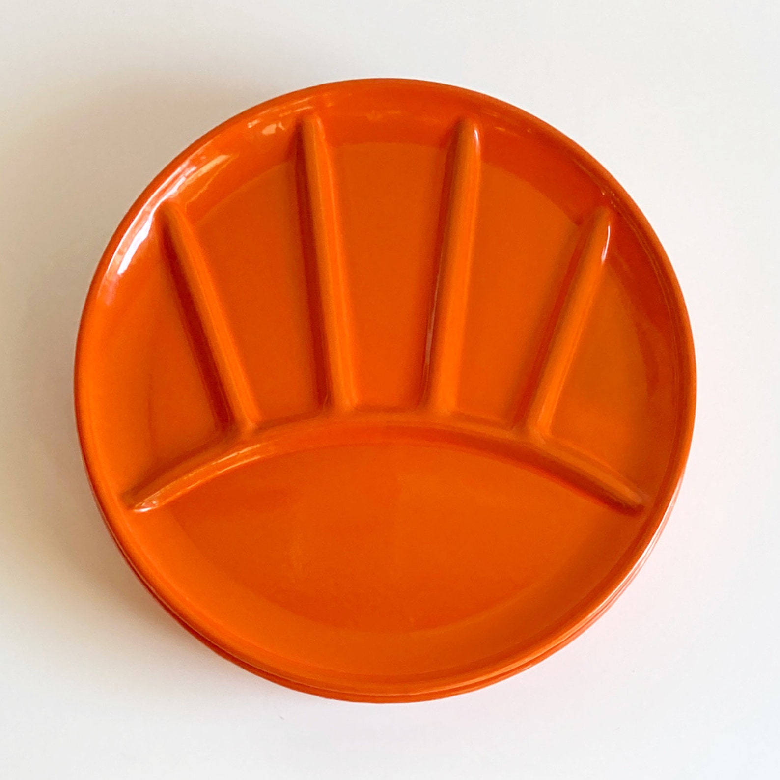 Vintage 1970s retro orange enamel divided plates plate Japan Etsy
