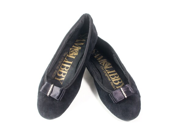 VTG 90's size 9 1/2 Women's Black Suede Ballet Fl… - image 3