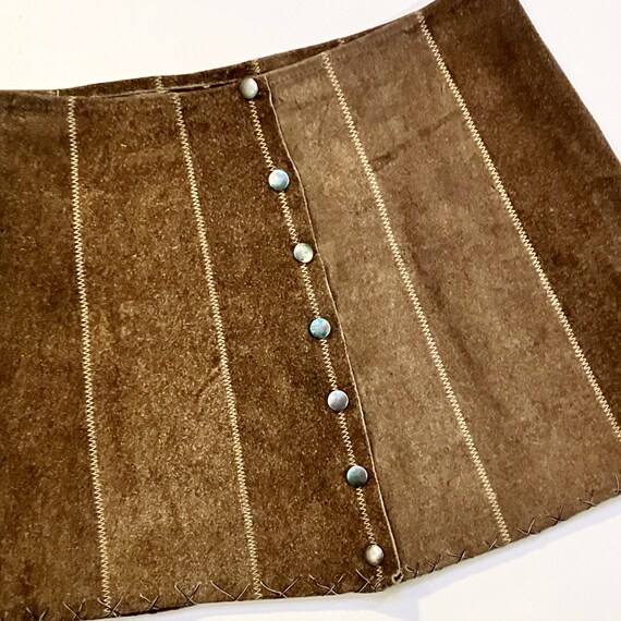 Vintage 1960’s brown suede leather mini skirt hip… - image 6