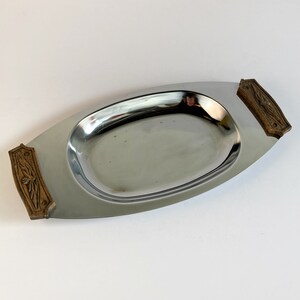 Vintage Mcm Stahl Serviertablett mit Kunstholz Griffe Teller | Etsy