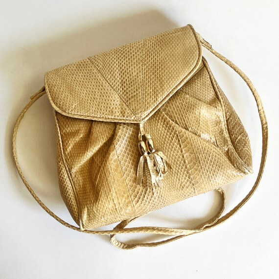 Vintage snakeskin shoulder bag purse handbag lord… - image 7