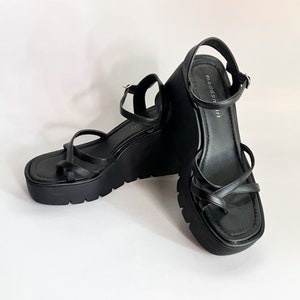 Chunky black strappy sandals sale