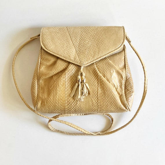 Vintage snakeskin shoulder bag purse handbag lord… - image 3
