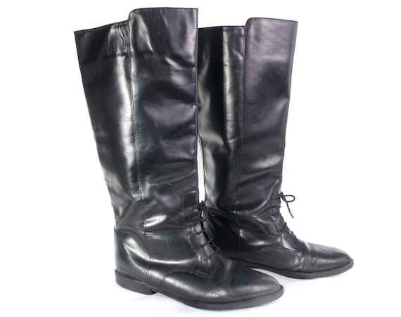 Vintage 90's size 7 1/2 Women's Black Leather Rid… - image 1