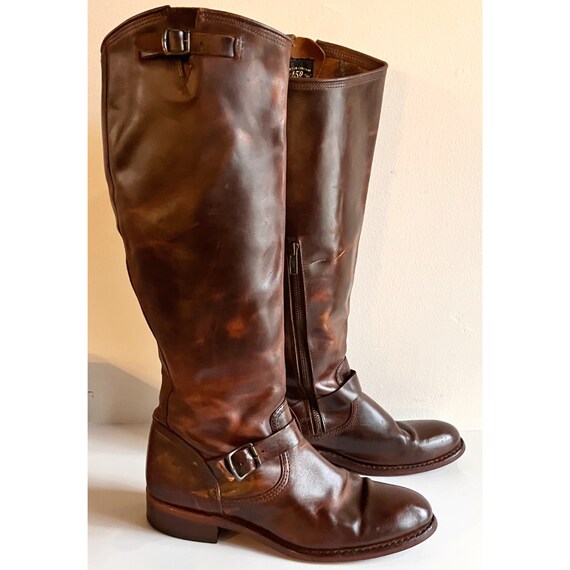 Vintage Frye brown leather riding boots campus kn… - image 7