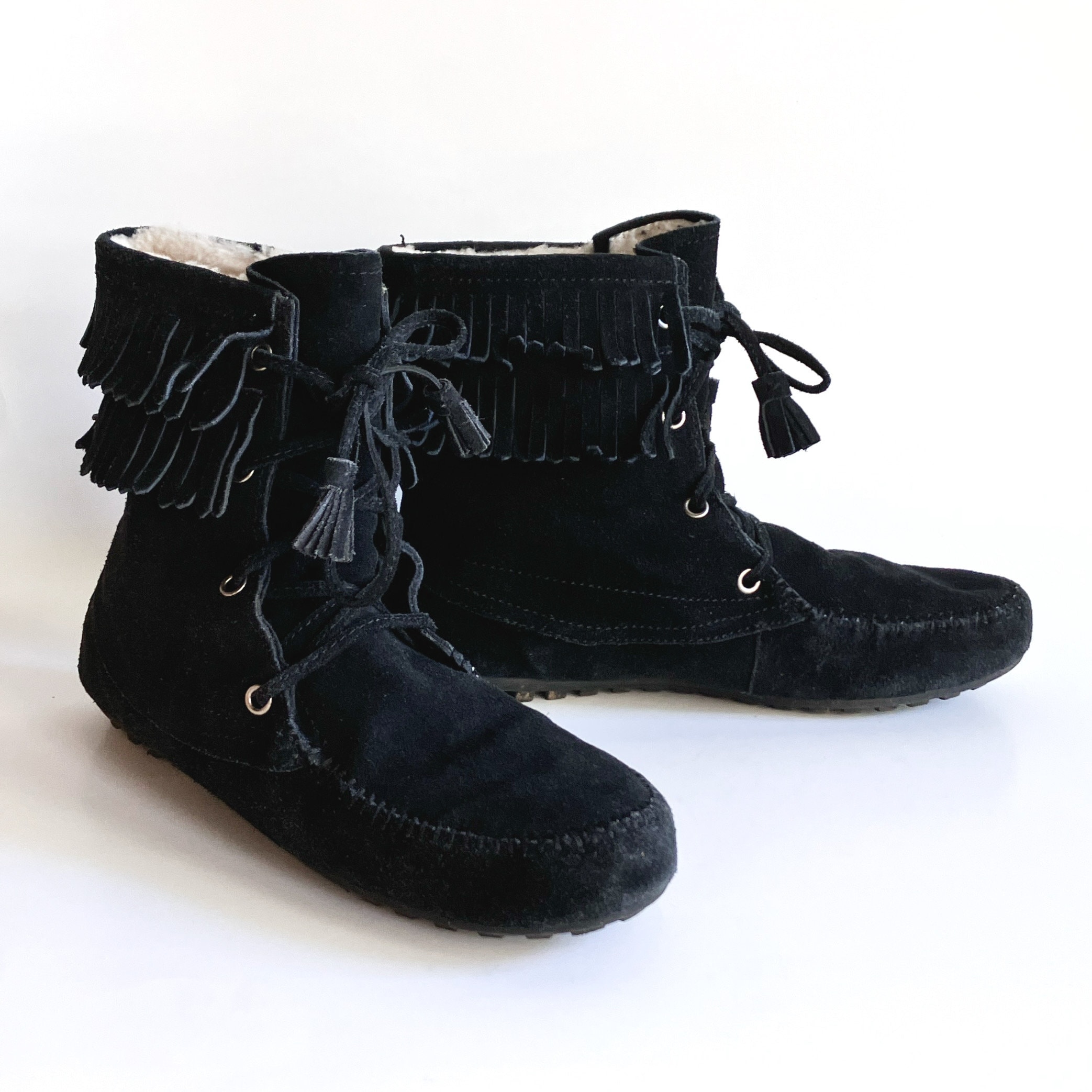 Women's Fleece Lined Snowshoe 12 Tall Lace Up Moccasin Boots