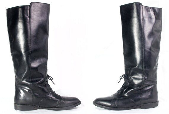 Vintage 90's size 7 1/2 Women's Black Leather Rid… - image 4