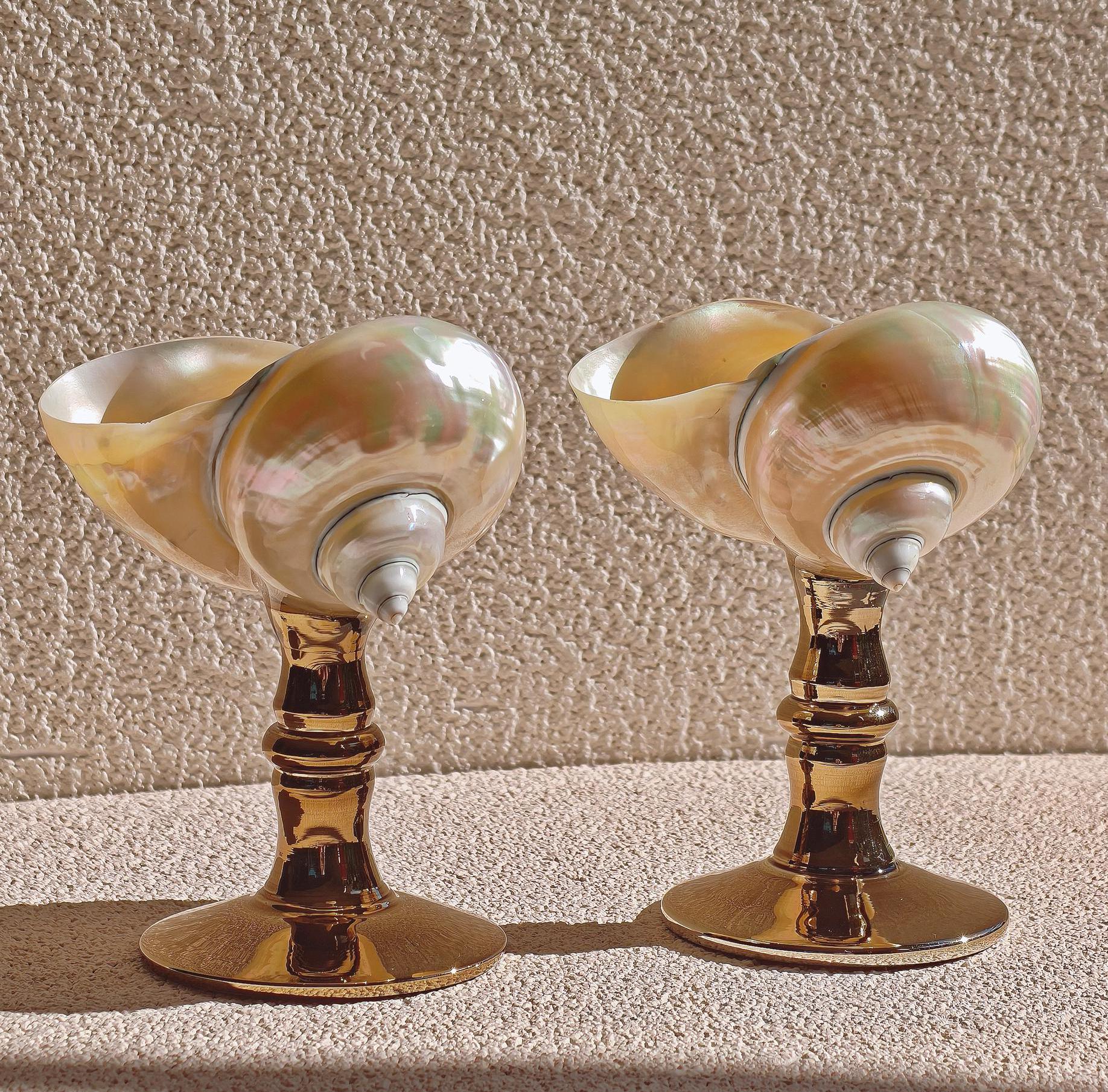 Beach Wedding Gift, Custom Name Natural Conch Cups, Unique conch gold cup, Shell Cups,Wine Glasses, Exquisite Decorative, Martini Glasses