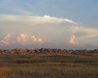 Badlands Nationalpark Foto, South Dakota, Dramatischer Himmel Landschaftsdruck, Digitaldruck, Naturfotografie, Nationalparks Foto