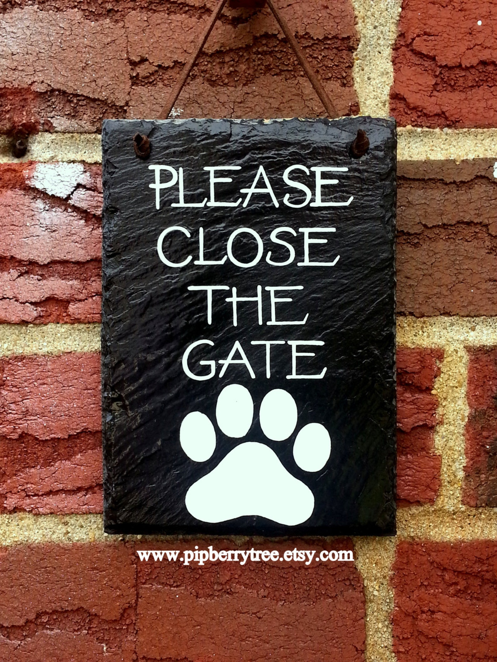 Please Close The Gate Hand Painted Decorative Slate Sign Dog Etsy