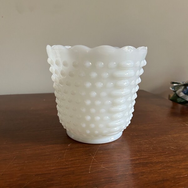 Hobnail Fire King Milk Glass Planter Etsy