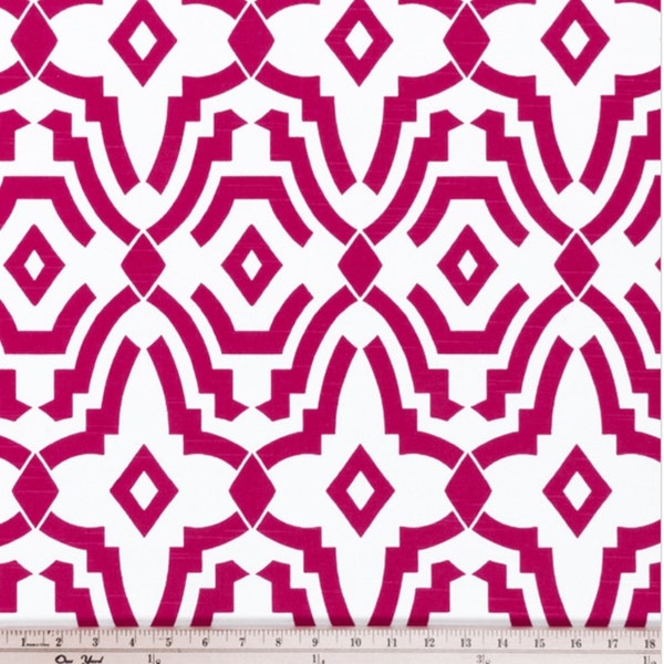 Chevelle Deep Pink and White  Cotton Fabric for Premier Prints - 1 yard