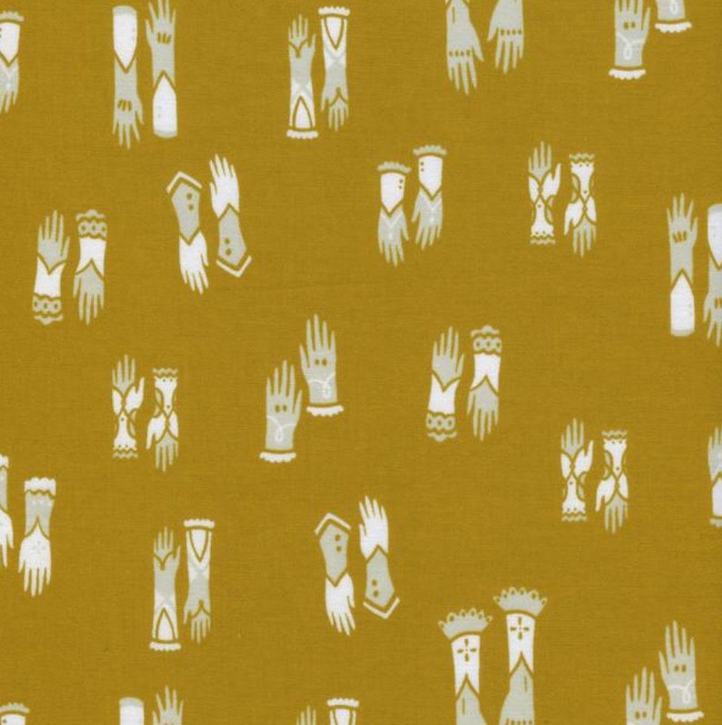 Cat Lady Kittens in Mustard by Sarah Watts for Cotton Steel 1 Yard image 1