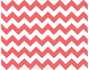 Riley Blake Medium Chevron Remix in Rouge Lipstick and White Fabric  - 1/2 Yard