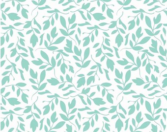Primrose Leaf in Aqua by Carina Gardner for Riley Blxake in Cotton - 1 Yard