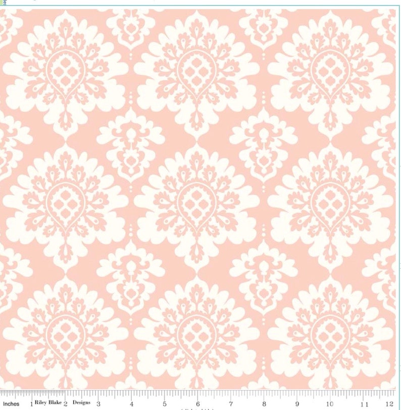 Lost and Found Love Cotton Pink Damask by Minds Eye for Riley Blake image 1