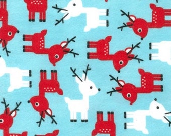 Ann Kelle Fabric Christmas Deer in Aqua Robert Kaufman - One Yard - 1 Yard