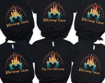 Custom Family Disney Birthday Group Shirt,Birthday Disney Trip Shirt,Birthday Squad Disneyland Shirt,Disney Castle Birthday Group Shirt,