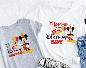 Mickey Mouse Balloons Birthday Boy Matching Custom Shirts,Birthday Girl Custom Shirts,Family Matching Funny Shirt,Birthday Boy Girl Shirts,