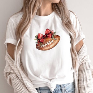 Football Bow Shirts Preppy Aesthetic T Shirt ,Coquette Bow, Gameday Football ,Coquette Bow ,Football Bow Shirts