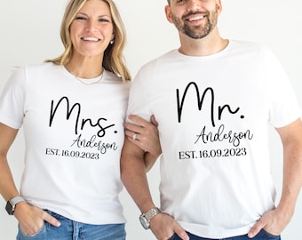 Custom Mr. And Mrs. Shirt,Custom Wifey Hubby Shirts,Matching Couples Shirt,Just Married Shirt,Wedding Anniversary Gift,Honeymoon Gift,