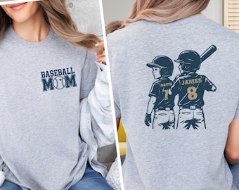 Custom Gameday Baseball Mom Shirt with Kids Names,Personalized Baseball Kids and Mom Tee,Custom Name and Number Baseball Tee,Gameday Mom Tee