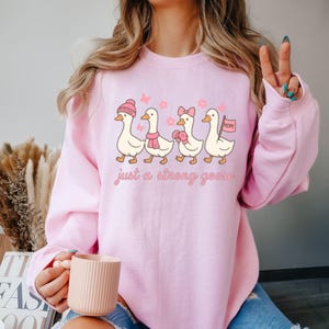 Pink Breast Cancer Awareness Goose Sweatshirt,Strong Goose Pink Ribbon Sweatshirt,Breast Cancer Fighter Gift Sweatshirt,Hope Support Sweater