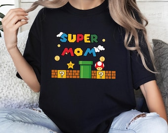 Custom Mom Super Mario Shirt,Super Mario Custom Name Mother Shirt,Mother'S Day Super Mom Shirt,Funny Mom Shirt,Personalized Mother Gift Tee,
