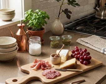 Handmade White Oak Charcuterie Board: Rustic Wood Cheese Serving Tray