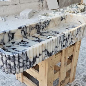 Calacatta Viola Marble Sink Basin, Powder Room Sink, Custom Order Sink, Wall Mounted Sink