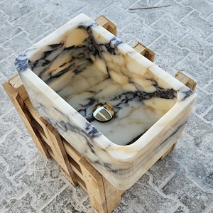 Calacatta Viola Marble Sink, Bathroom Sink, Custom Order Sink, Small Marble Sink