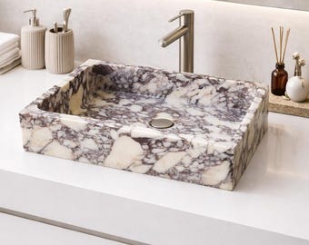 Calacatta Viola Natural Marble Rectangular Vessel Sink