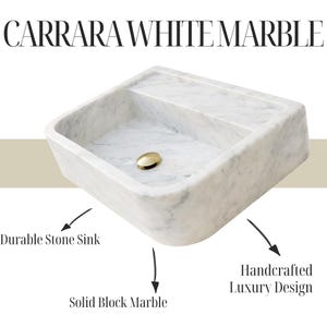 Custom Carrara White Marble Sink Wall Mounted Basin Natural Stone Bathroom Vanity image 13
