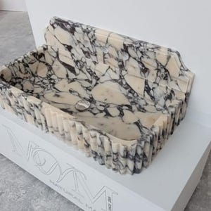 Custom to Sarah!!! Calacatta Viola Marble Sink, Grooved Front, Round Corner, Wall Mounted Sink, Special Order Sink