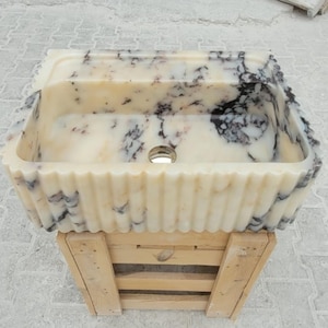 Ready to Ship!! Calacatta Viola Marble Sink Basin, Powder Room Sink, Custom Order Sink, Wall Mounted Sink