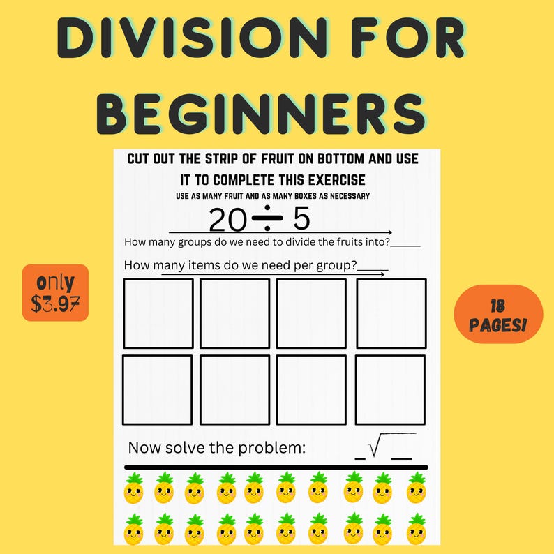 Division for beginners 18 page printable for 3rd grade 4th grade