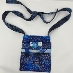 Small Purse in Laurel  Burch Dogs with Adjustable Straps Blue Hues