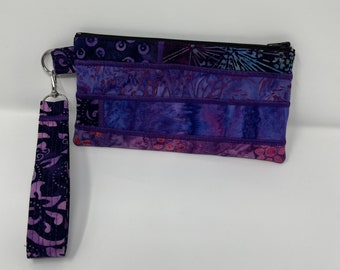 Purple Batik Padded Wristlet