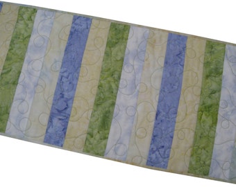 Quilted Table Runner in Muted Tone Batiks